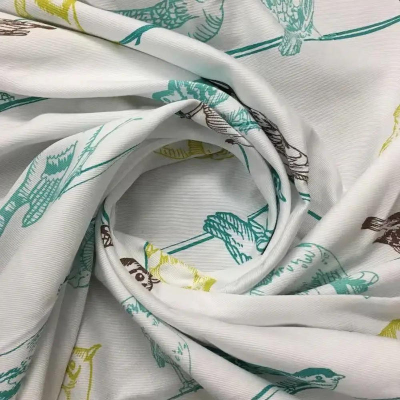 72-inch 100-Percent Cotton Fabric Shower Curtain with Teal Beige Black Birds by HomePacific