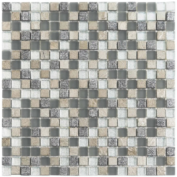 Blue Gray 12x12 Glossy Foiled Square Glass Resin Stone Mosaic Tile (5 pack, 4.75 sq ft/case), photo 2 of 6