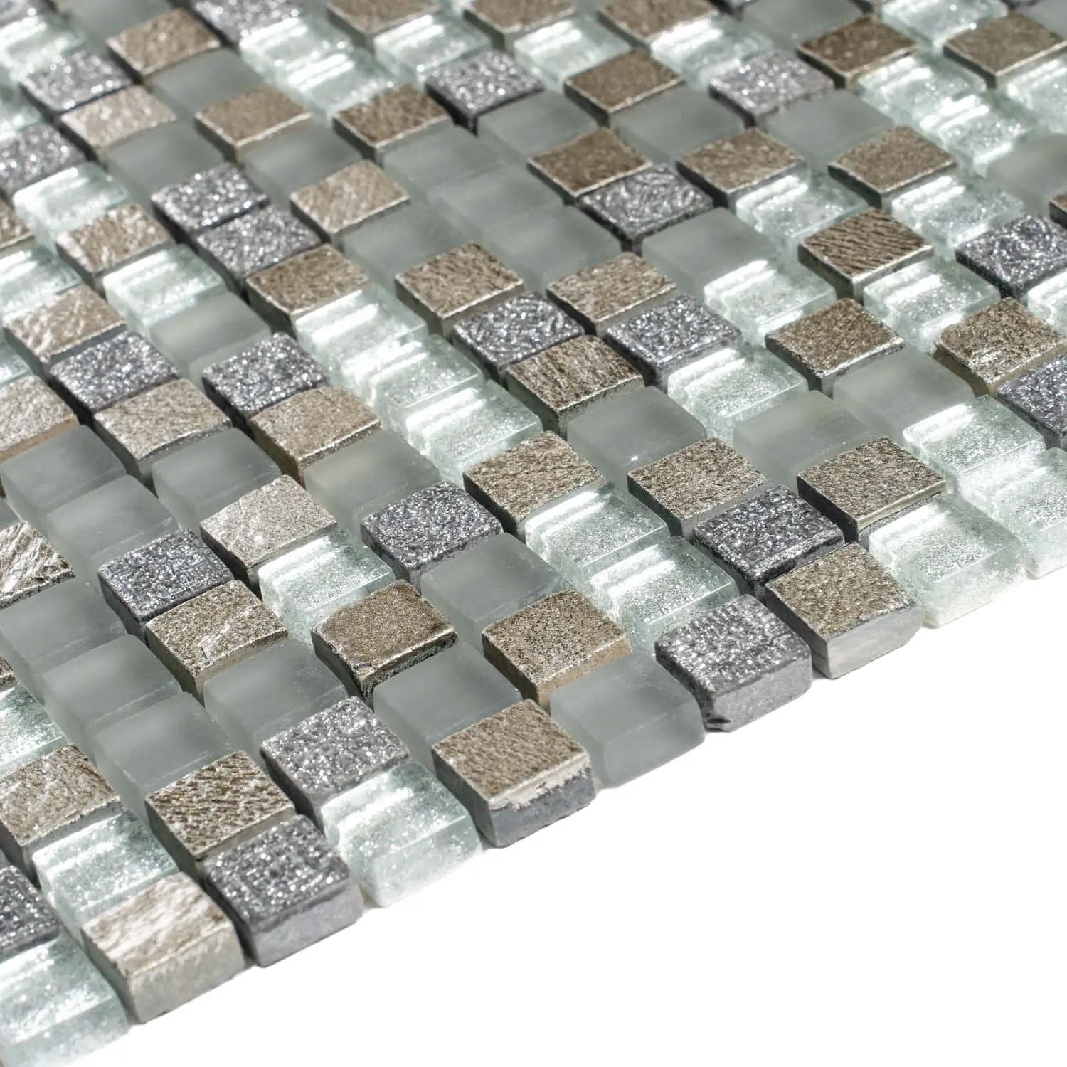 Blue Gray 12x12 Glossy Foiled Square Glass Resin Stone Mosaic Tile (5 pack, 4.75 sq ft/case) by Apollo Tile