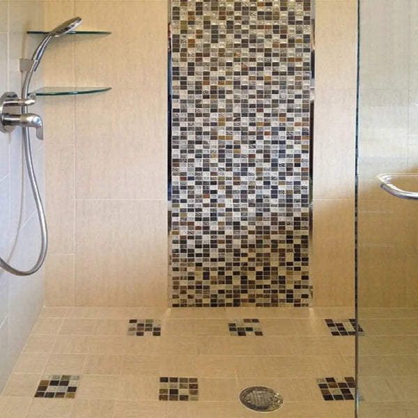 Beige Gray 12x12 Polished Square Glass Resin Stone Mosaic Tile (5 pack, 4.75 sq ft/case), photo 2 of 6