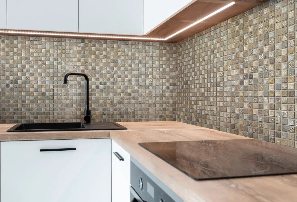 Beige Gray 12x12 Polished Square Glass Resin Stone Mosaic Tile (5 pack, 4.75 sq ft/case)
