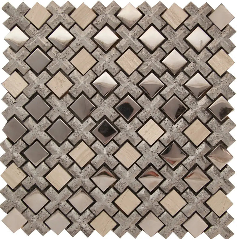 Gray Beige 11x11 Polished Matte Textured Square Glass Resin Stone Mosaic Tile (5 pack, 4.2 sq ft/case) by Apollo Tile