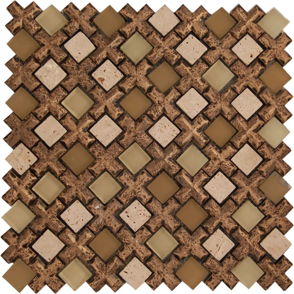 Brown 11x11 Polished Matte Textured Square Glass Resin Stone Mosaic Tile (5 pack, 4.2 sq ft/case) by Apollo Tile