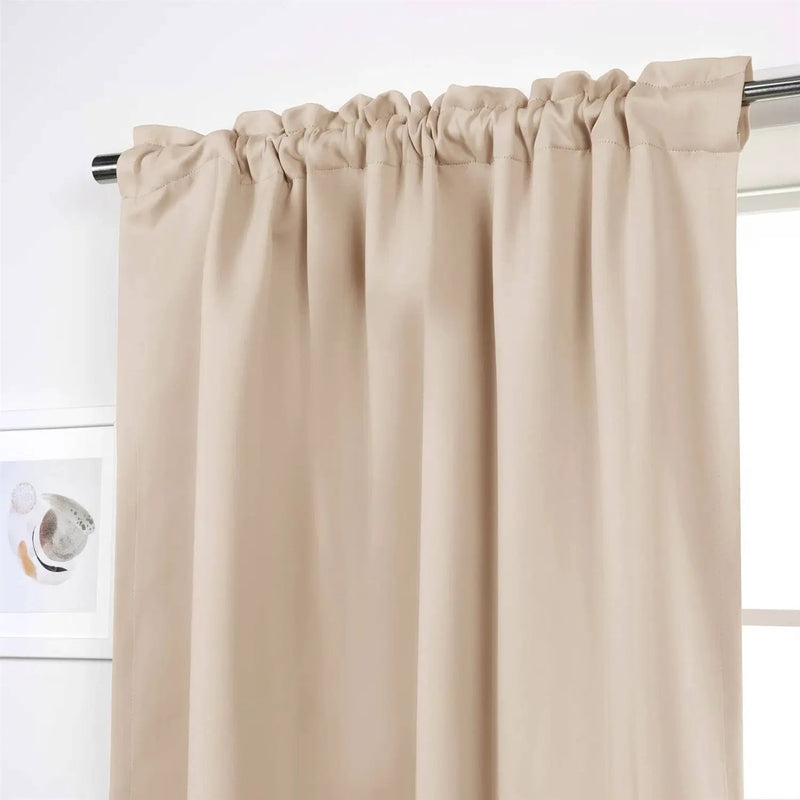 52 x 54 inch Solid Beige Cream Thermal Blackout Curtain Panels - Set of 2 by HomePacific