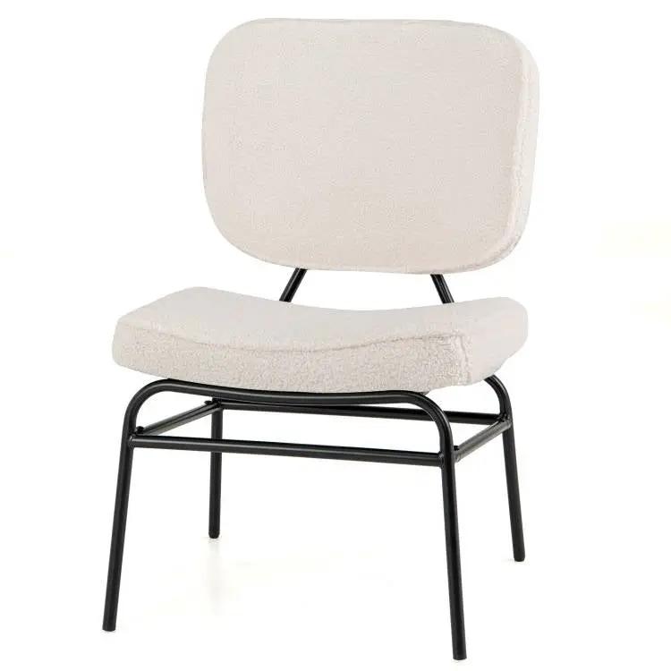 Modern Beige Upholstered Ergonomic Padded Accent Chair by HomePacific