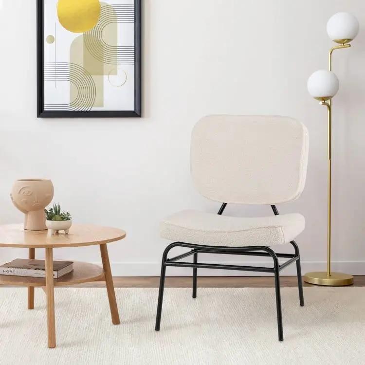 Modern Beige Upholstered Ergonomic Padded Accent Chair by HomePacific