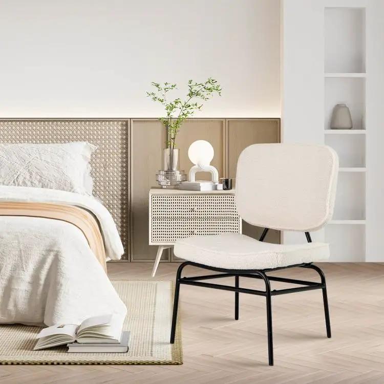 Modern Beige Upholstered Ergonomic Padded Accent Chair by HomePacific