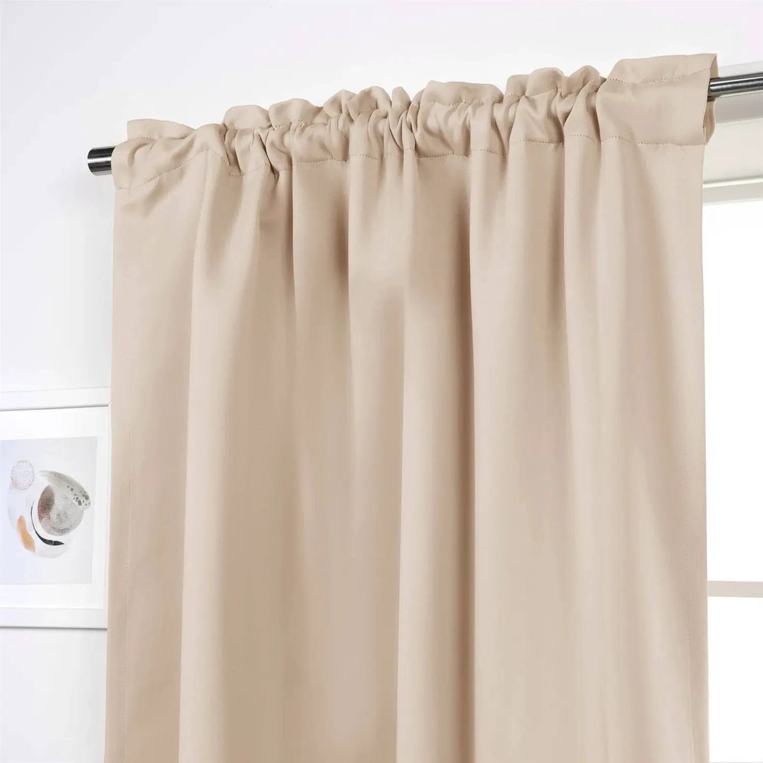 52 x 102 inch Solid Beige Cream Thermal Blackout Curtain Panels - Set of 2 by HomePacific