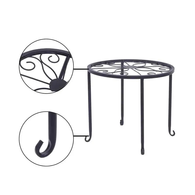 Set of 4 - Indoor Outdoor Black Metal Plant Stand by HomePacific