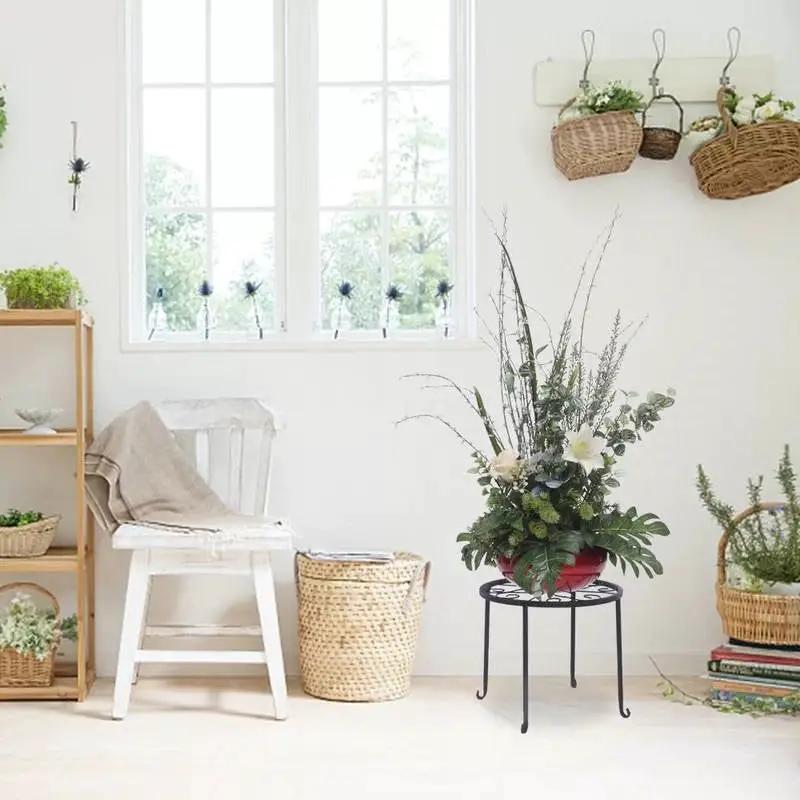 Set of 4 - Indoor Outdoor Black Metal Plant Stand by HomePacific