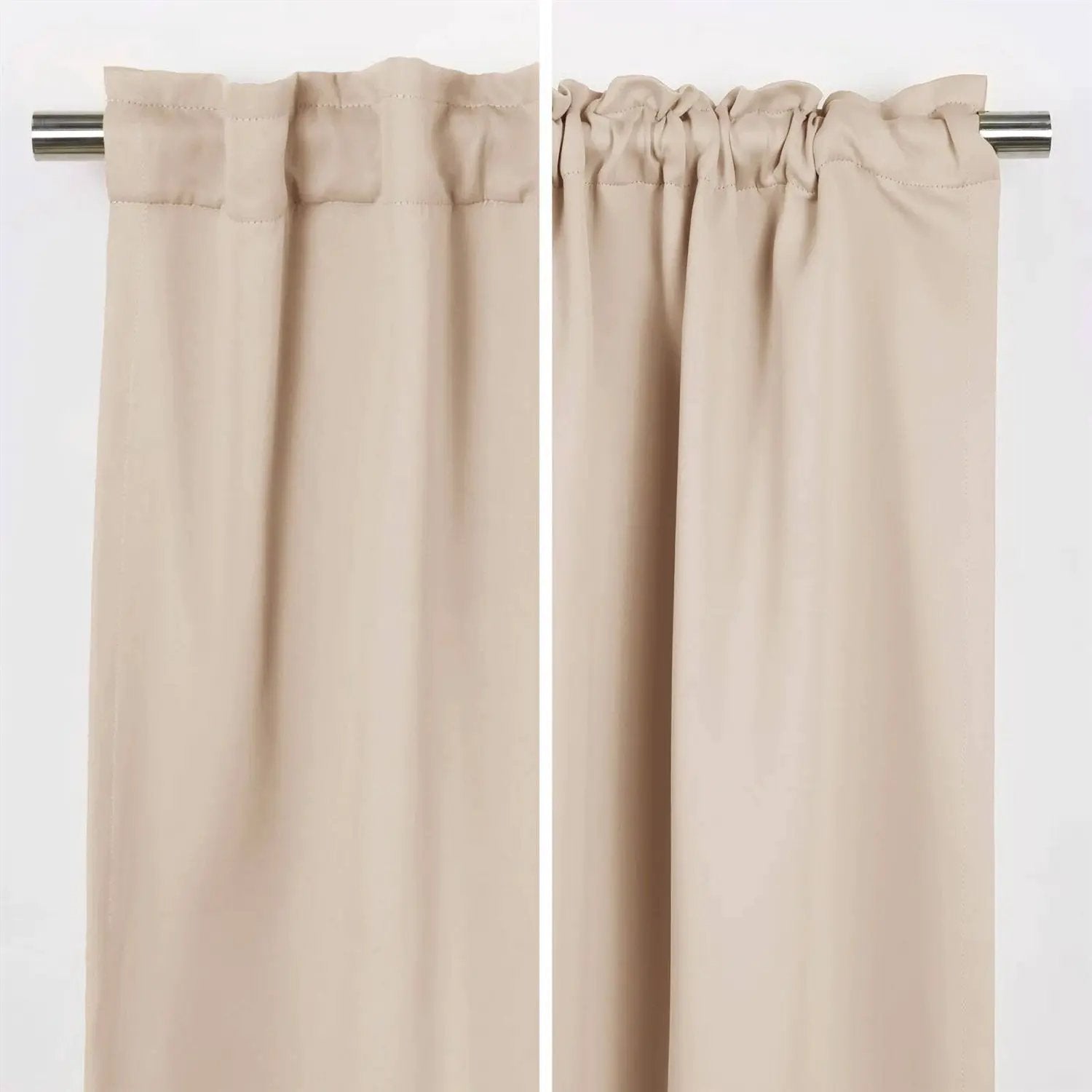 52 x 132 inch Solid Beige Cream Thermal Blackout Curtain Panels - Set of 2 by HomePacific
