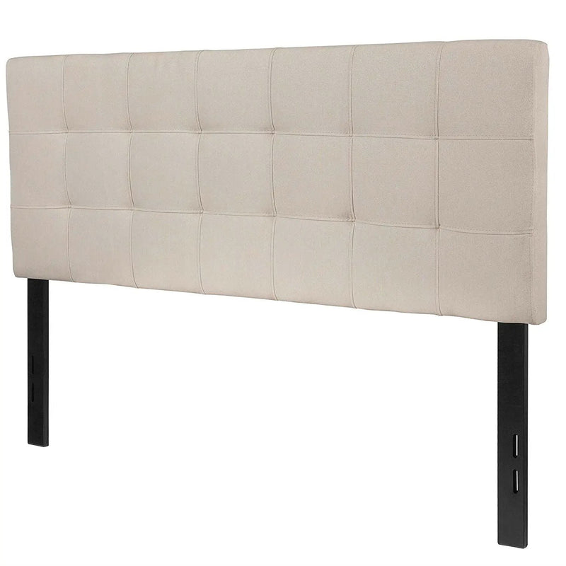 Full size Beige Taupe Fabric Box-Stitch Upholstered Headboard by HomePacific
