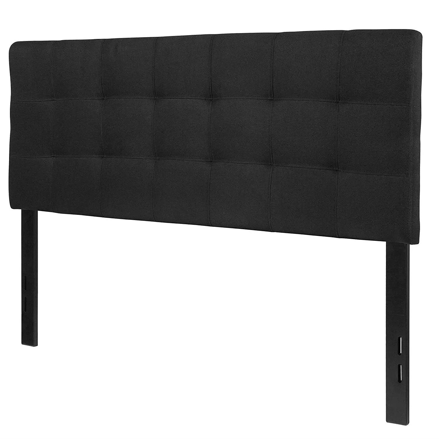 Full size Modern Box-Stitch Black Fabric Upholstered Headboard by HomePacific