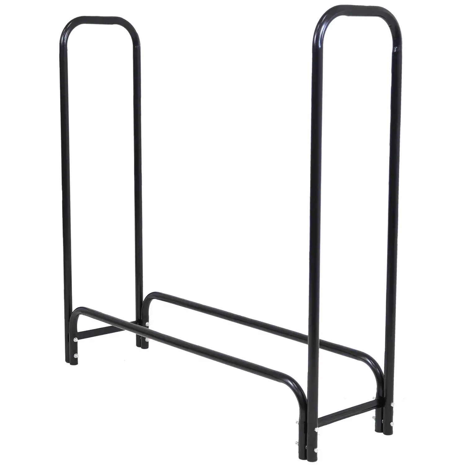 4-Ft Indoor Outdoor Black Metal Firewood Holder Log Rack with Cover by HomePacific