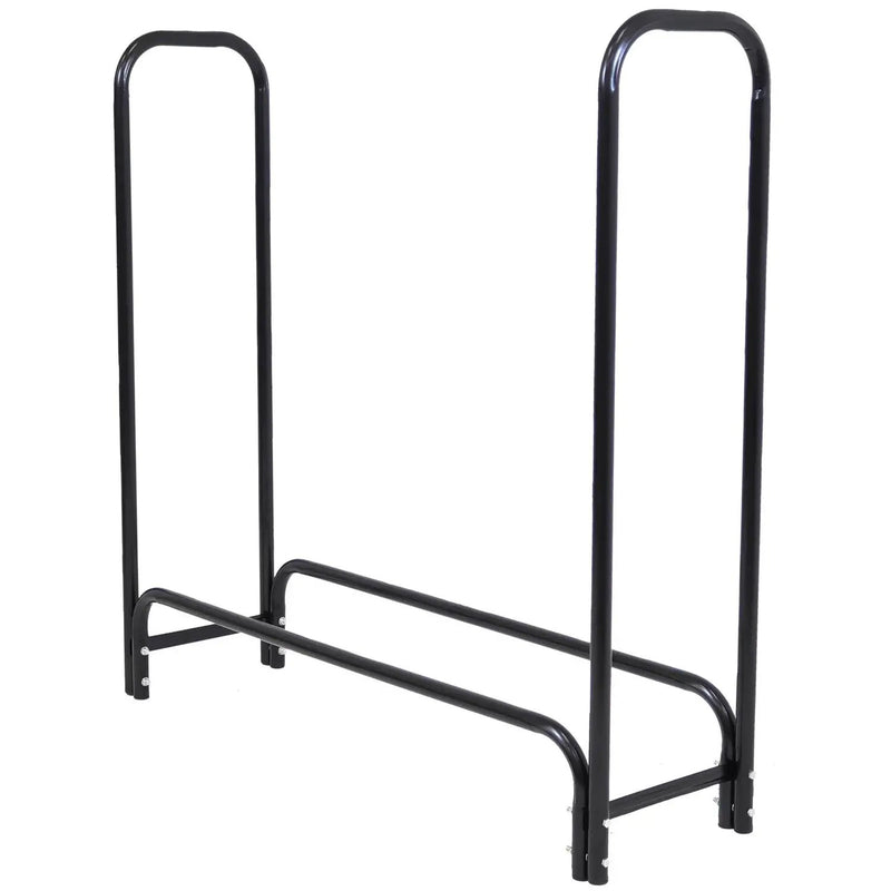 4-Ft Indoor Outdoor Black Metal Firewood Holder Log Rack with Cover by HomePacific