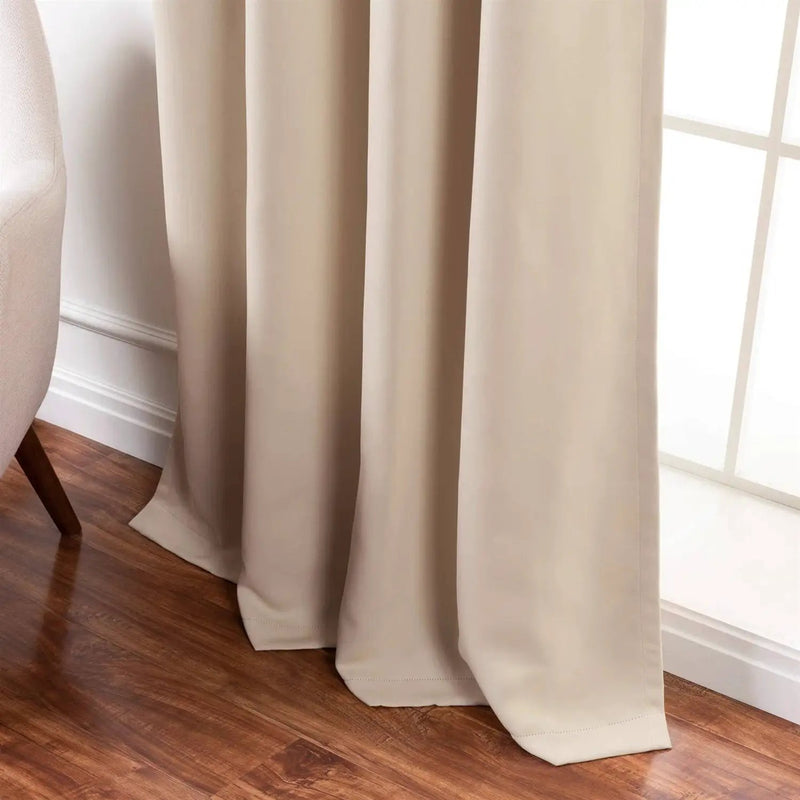 52 x 126 inch Solid Beige Cream Thermal Blackout Curtain Panels - Set of 2 by HomePacific