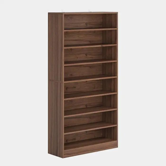 Freestanding 8-Shelf Shoe Rack for Closet Shelving Unit in Brown Wood Finish by HomePacific