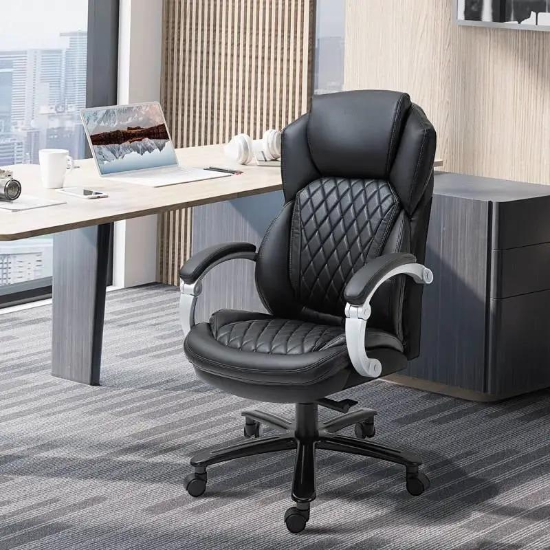 Black Big and Tall Diamond Stitching Executive Adjustable Height Office Chair by HomePacific