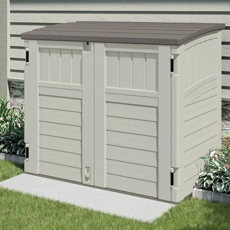 Cream Beige and Grey Outdoor Heavy Duty Plastic Garbage Bin Trash Can Storage Shed by HomePacific