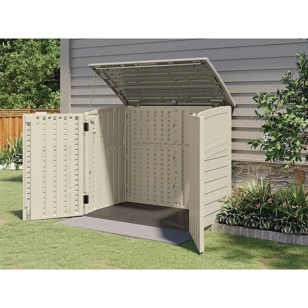 Cream Beige and Grey Outdoor Heavy Duty Plastic Garbage Bin Trash Can Storage Shed by HomePacific