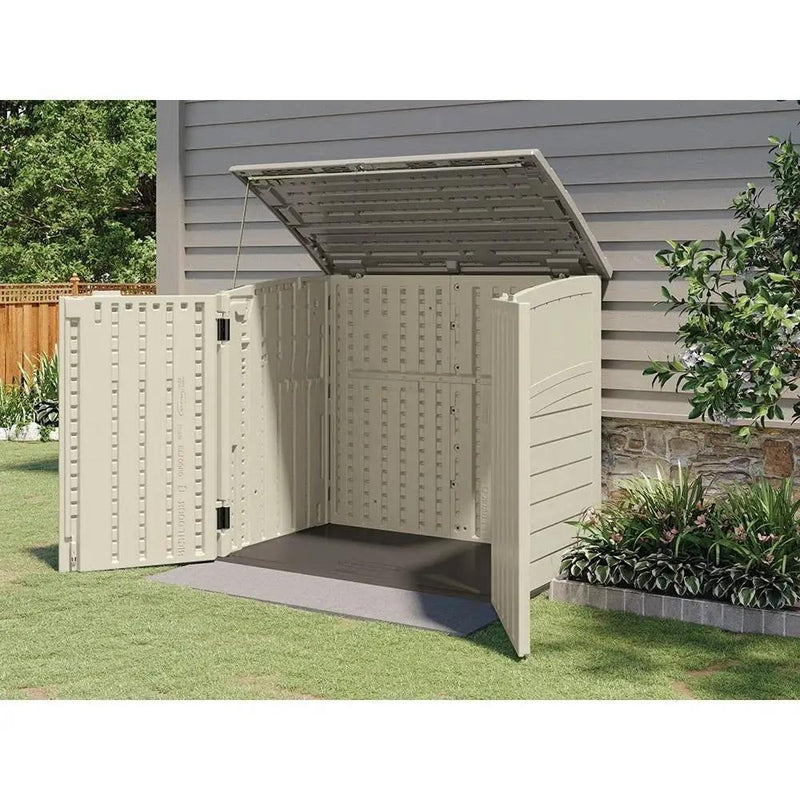 Cream Beige and Grey Outdoor Heavy Duty Plastic Garbage Bin Trash Can Storage Shed by HomePacific