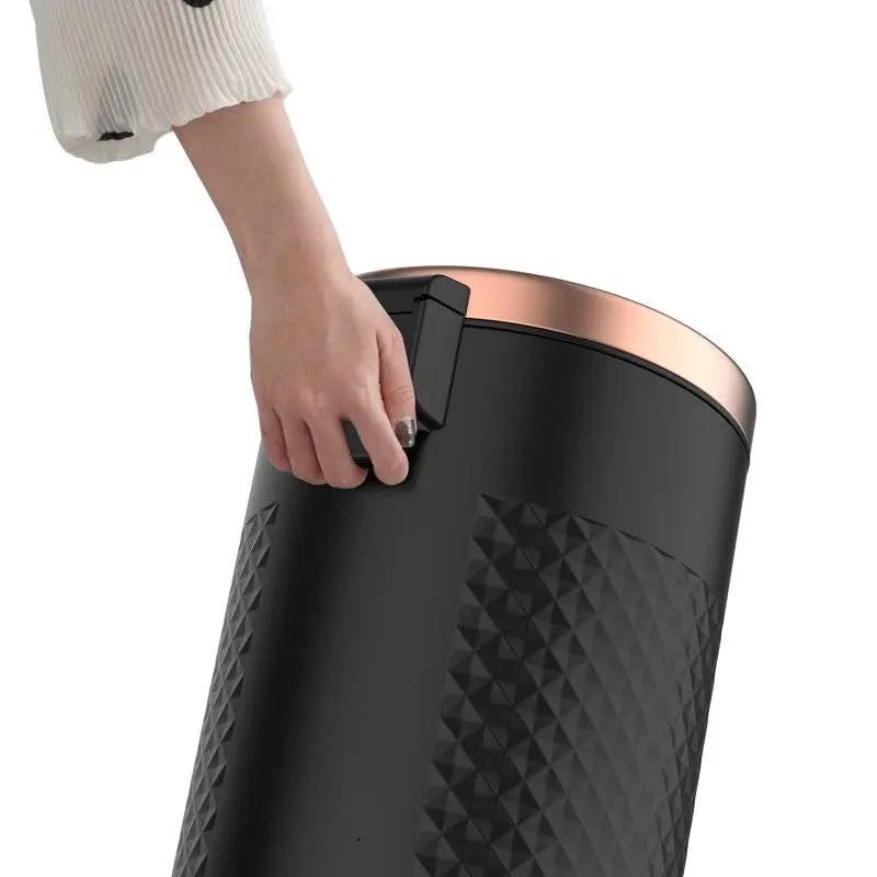 Hands Free Black/Gold Metal Step On Trash Can - 8 Gallons by HomePacific