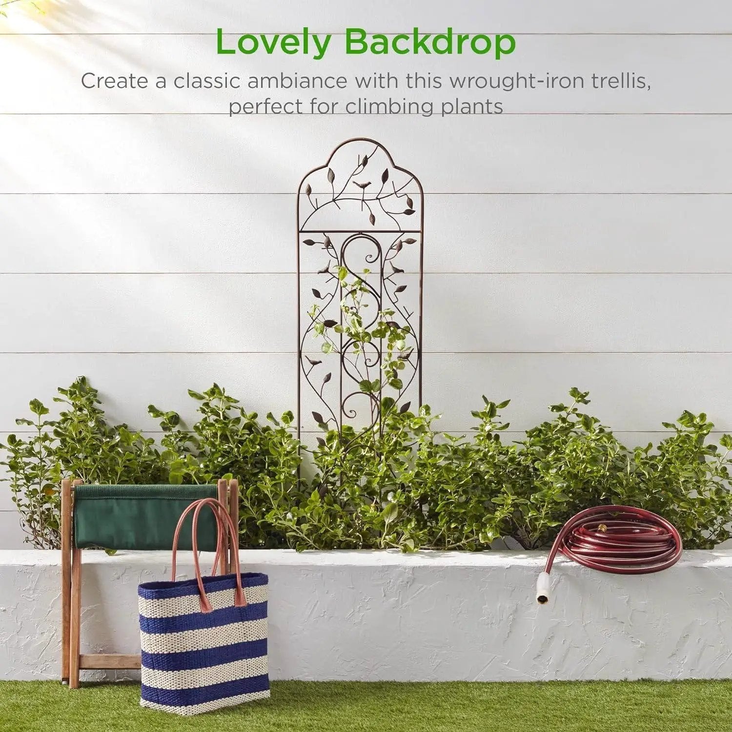 60-inch Tall Outdoor Iron Garden Trellis in Bronze Metal Finish by HomePacific
