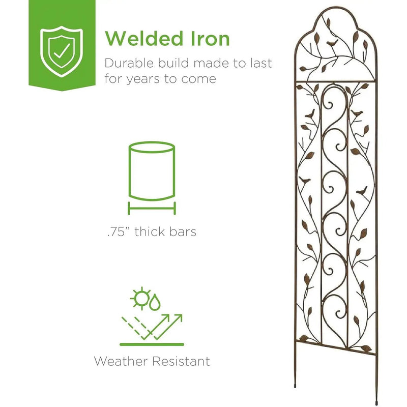 60-inch Tall Outdoor Iron Garden Trellis in Bronze Metal Finish by HomePacific