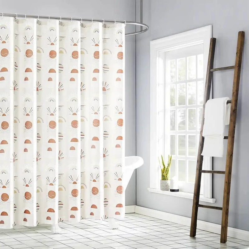 72-inch Cream White Orange Sunset Bohemian Pattern Shower Curtain by HomePacific