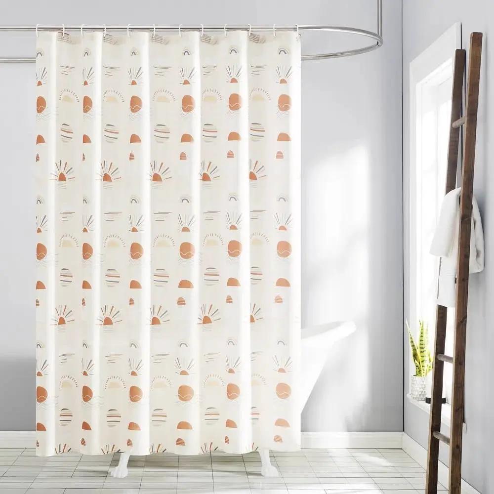 72-inch Cream White Orange Sunset Bohemian Pattern Shower Curtain by HomePacific