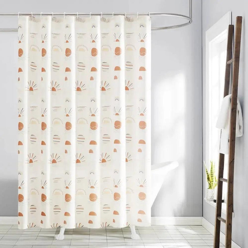 72-inch Cream White Orange Sunset Bohemian Pattern Shower Curtain by HomePacific