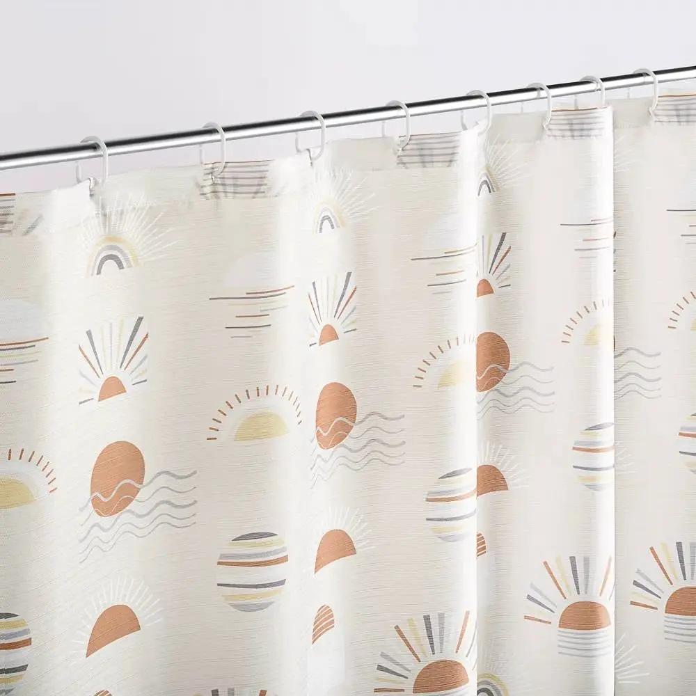72-inch Cream White Orange Sunset Bohemian Pattern Shower Curtain by HomePacific