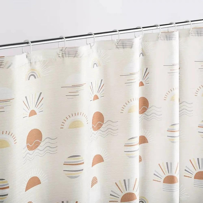 72-inch Cream White Orange Sunset Bohemian Pattern Shower Curtain by HomePacific