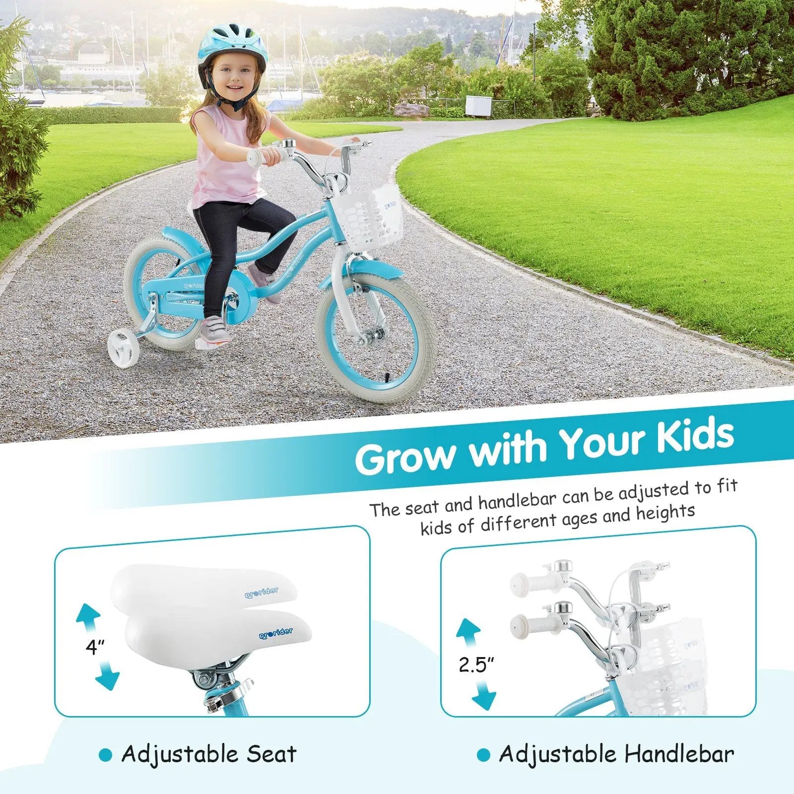 14/16/18 Inch Kids Bike with Dual Brakes and Adjustable Seat by DirectDeals
