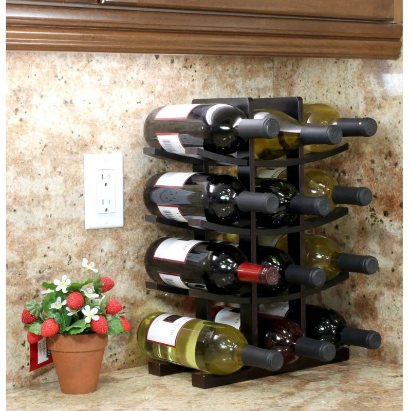12-Bottle Wine Rack in Dark Espresso Finish Bamboo by HomePacific