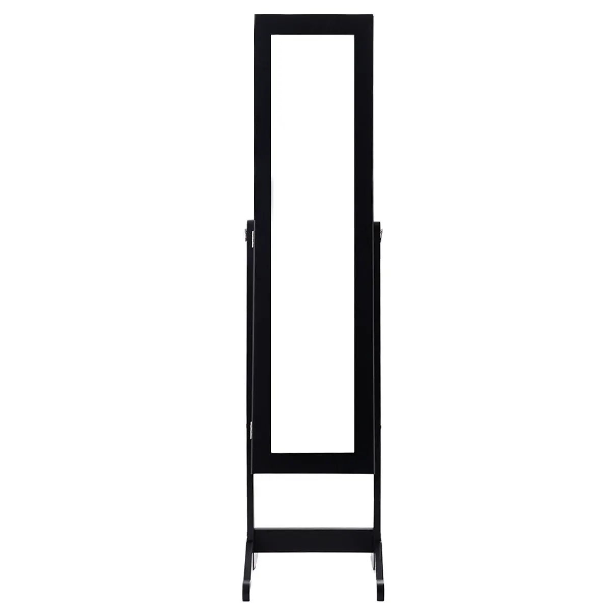 Black Wood Jewelry Storage Cabinet Freestanding Floor Mirror by HomePacific