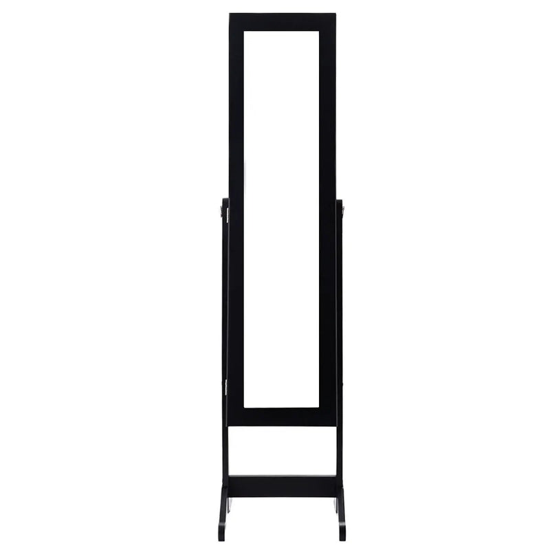 Black Wood Jewelry Storage Cabinet Freestanding Floor Mirror by HomePacific