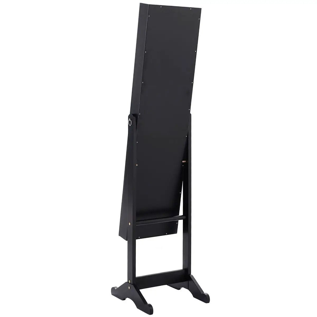 Black Wood Jewelry Storage Cabinet Freestanding Floor Mirror by HomePacific