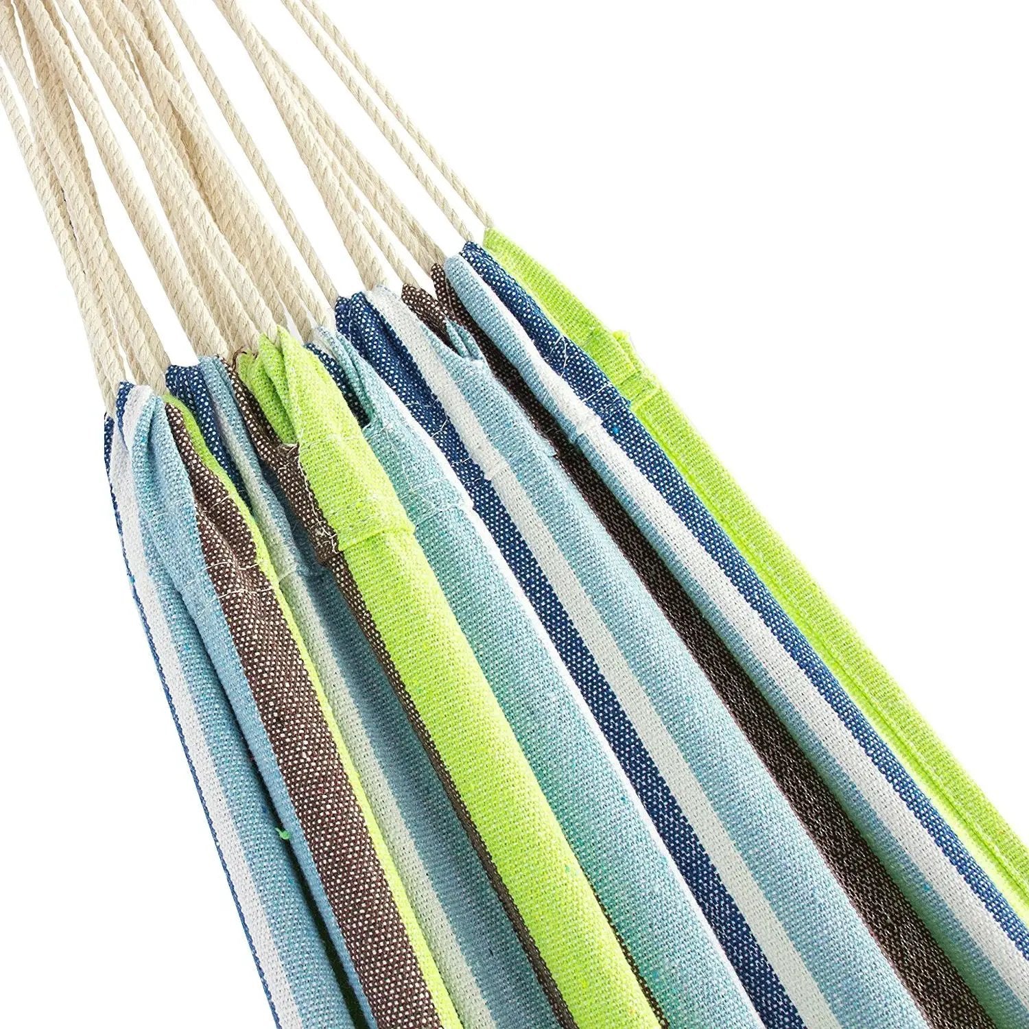 Portable Blue Green Stripe Cotton Hammock with Metal Stand and Carry Case by HomePacific