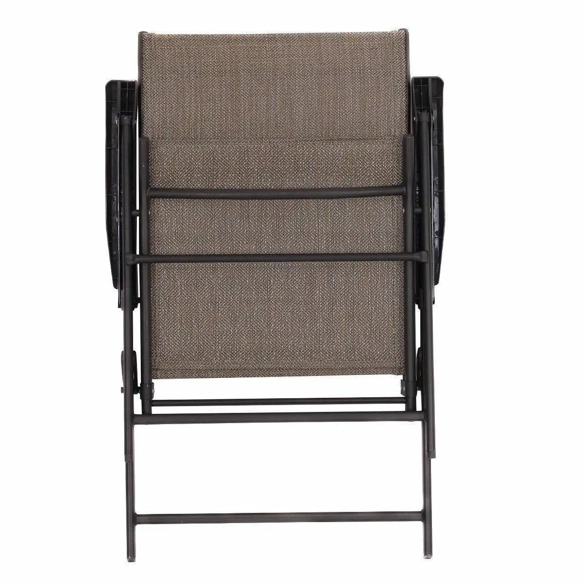 Set of 2 Outdoor Folding Patio Chairs in Brown with Black Metal Frame by HomePacific