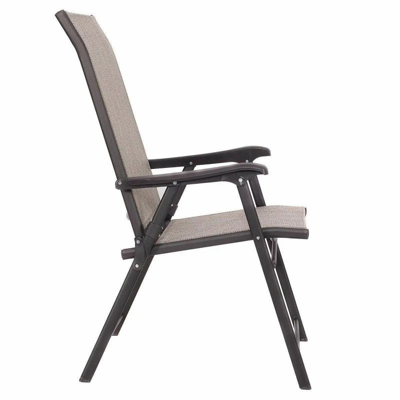 Set of 2 Outdoor Folding Patio Chairs in Brown with Black Metal Frame by HomePacific