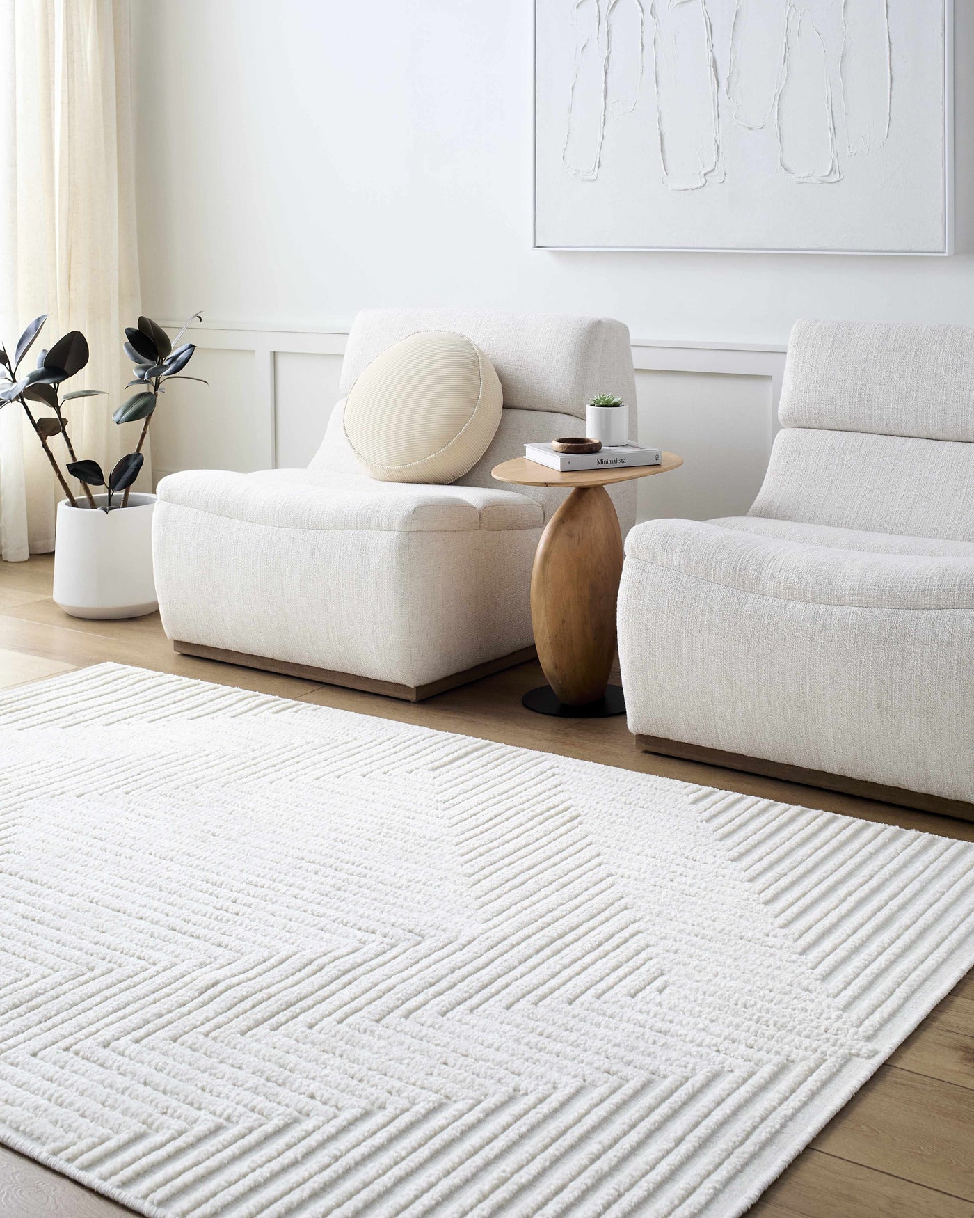 Briana Off-White Washable Area Rug by Boutique Rugs