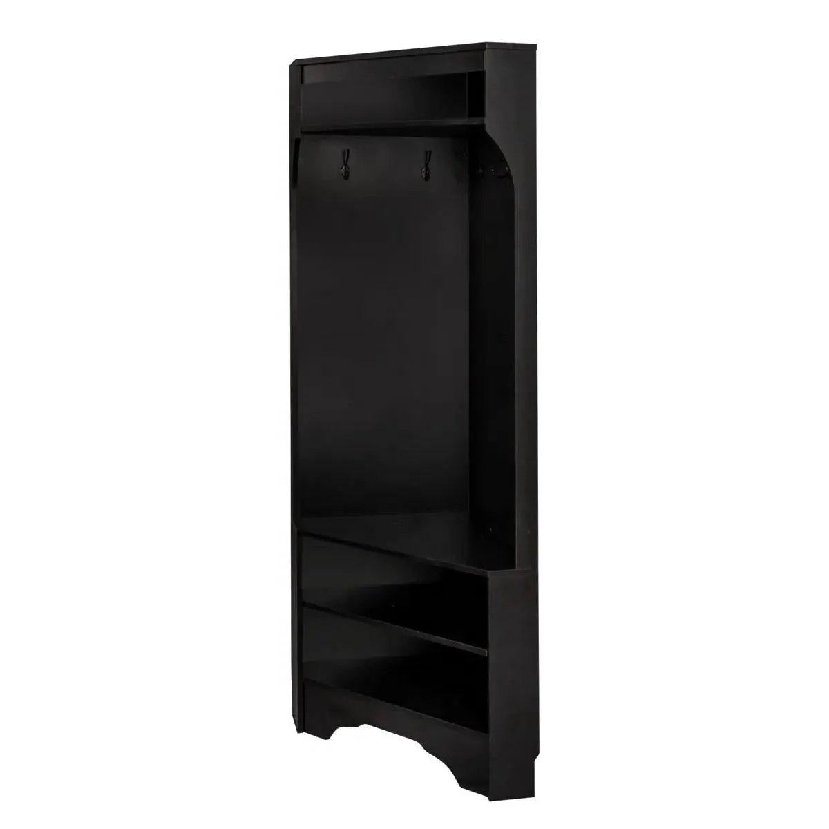 Modern Black Corner Hall Tree Coat Rack Entryway Storage Cabinet Shoe Bench by HomePacific