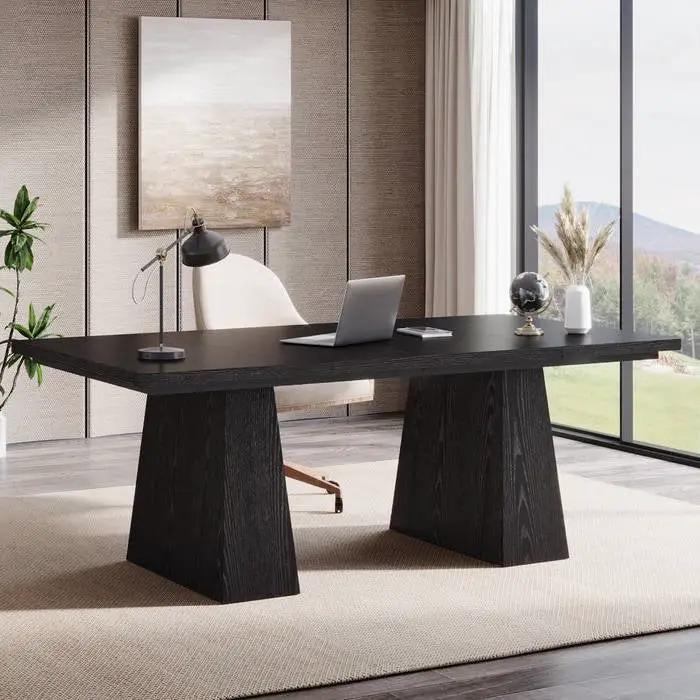 Modern Home Office Computer Desk Workstation in Black Wood Finish by HomePacific