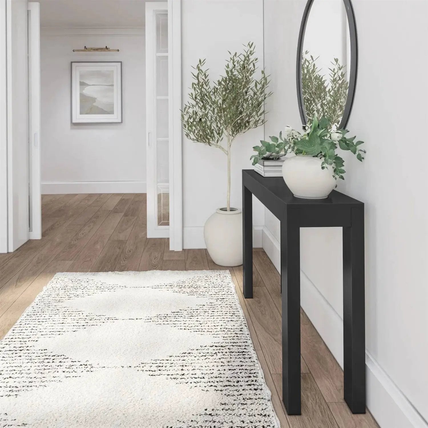 Solid Wood Modern Accent Console Table / Sofa Table in Black Finish by HomePacific