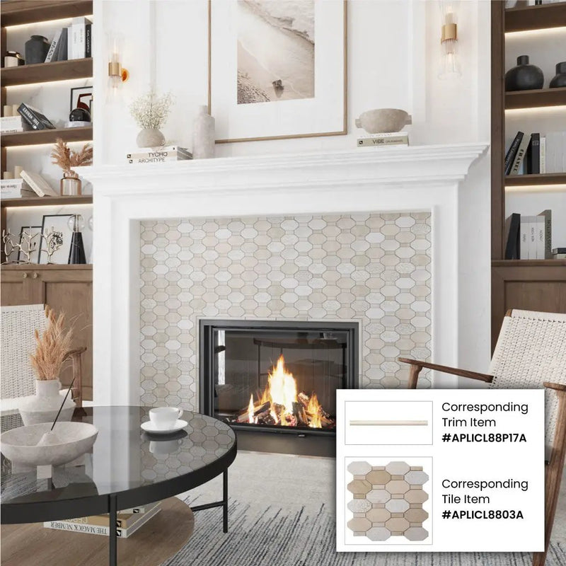 Beige 0.5x12 Polished Crema Marfil Pencil Marble Tile Trim (10 pack, 0.5 sq ft/case) by Apollo Tile