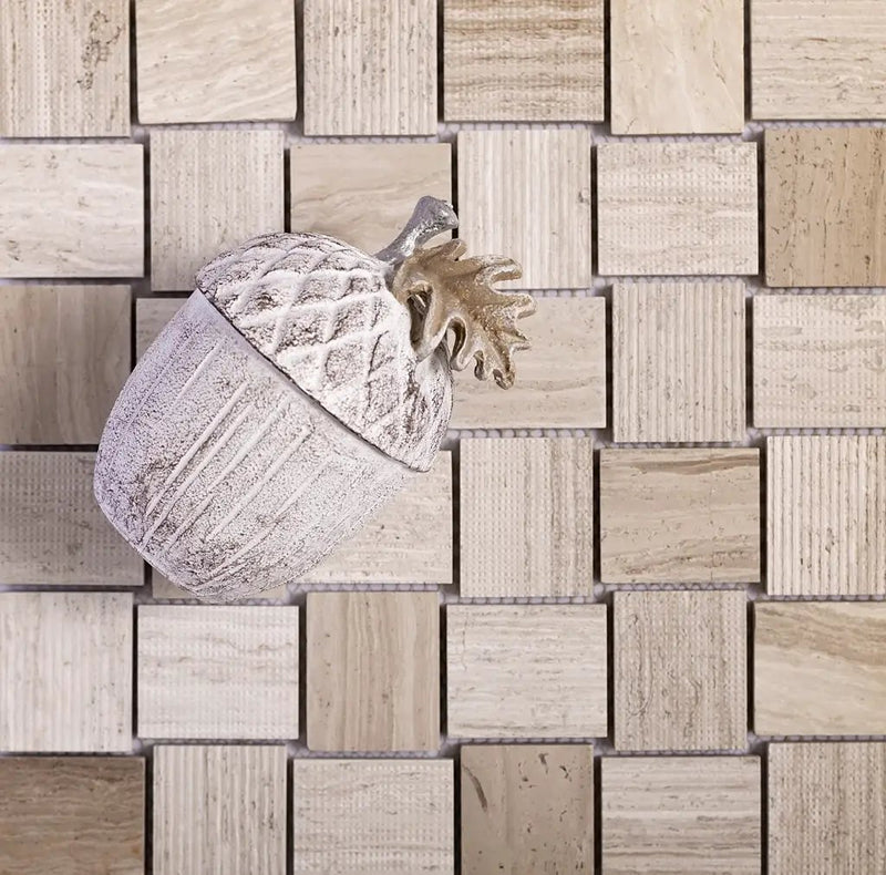 Wooden Grey 11x11 Polished Etched Brick Marble Mosaic Tile (5 pack, 4.13 sq ft/case) by Apollo Tile