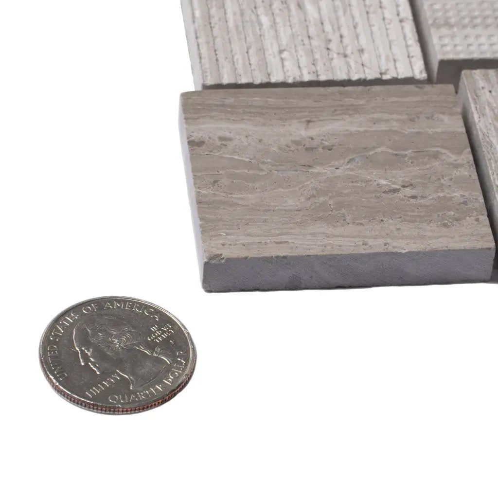 Wooden Grey 11x11 Polished Etched Brick Marble Mosaic Tile (5 pack
