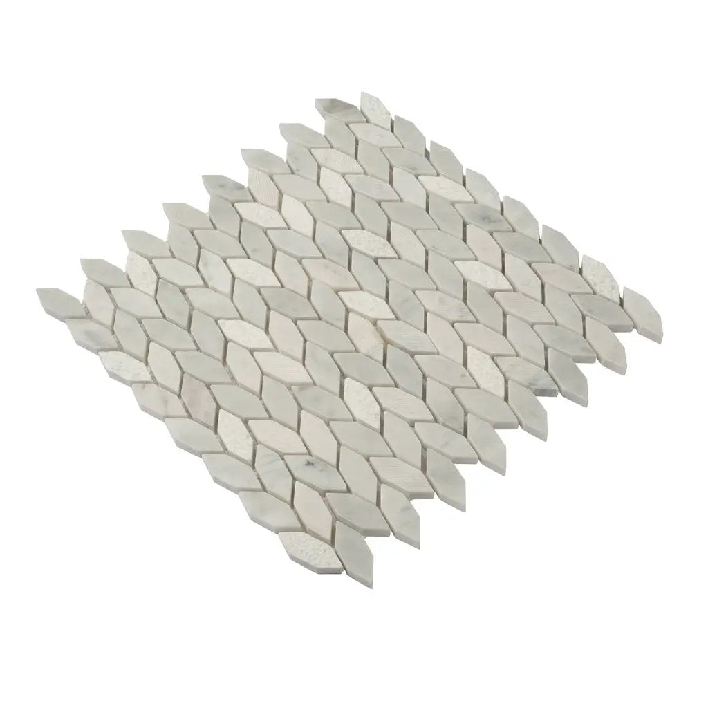 White Gray 12x12 Polished Etched Hexagon Bianco Carrara Marble Mosaic Tile (5 pack, 4.92 sq ft/case) by Apollo Tile