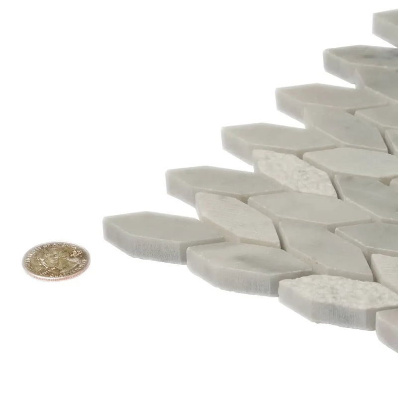 White Gray 12x12 Polished Etched Hexagon Bianco Carrara Marble Mosaic Tile (5 pack, 4.92 sq ft/case) by Apollo Tile